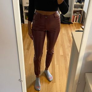 Red/brown leather pants